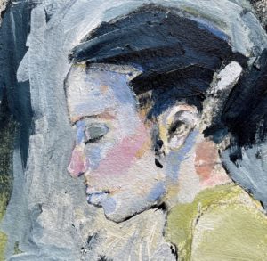 Portrait, Acryl auf Büttenpapier, 15x15